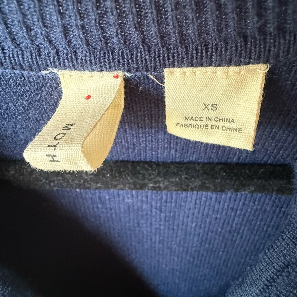 Anthropologie Moth Embroidered Embellished 3/4 Sleeve Pullover Blue Sweater - Picture 4 of 8